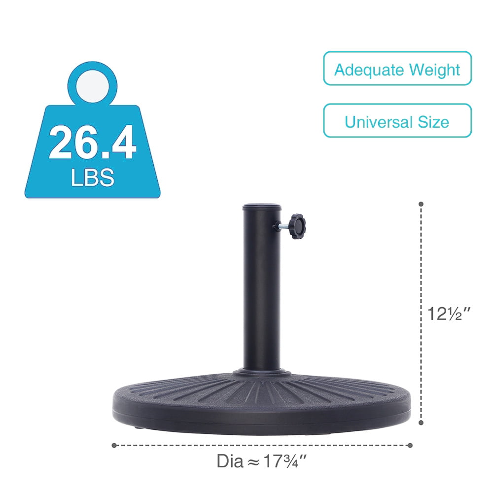 Abble 26.5 lbs Outdoor Patio Market Umbrella Base, Patio Umbrella Stand for Yard Garden Poolside in Black
