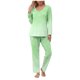 thumbnail image 2 of Puntoco Traje De Manga Larga + Pantalón Con Cuello En V Estampado Informal A La Moda Para Mujer Verde Menta L, 2 of 6