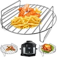 thumbnail image 1 of Air Fryer Basket for Ninja Foodi FD302 FD401 OS101 OS301 FD305CO OS401, Replacement 9.2''*9.2'' Stainless Steel Air Fryer Accessories Roasting Steamer Grill Racks, Dishwasher Safe, 1 of 7
