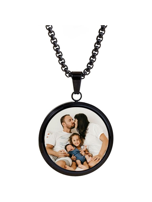 Personalized Photo Necklace Custom Picture Pendant Necklace Photo Locket Memorial Jewelry Gift for Women Men Keepsake Necklace with Custom Image