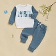 thumbnail image 6 of NOLDARES Fall Winter Toddler Boy Outfits 2Pcs Long Sleeve Graphic Round Neck Pullover Top Elastic Waist Joggers Soft Clothes Set Size:18-24 M,Blue, 6 of 9