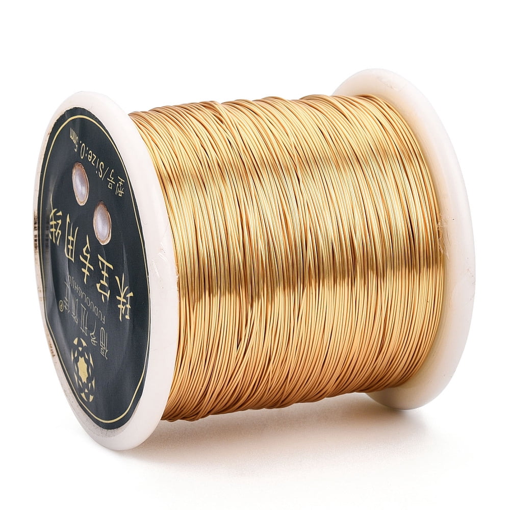 Round Copper Jewelry Wire Long-Lasting Plated Lead Free Nickel Free Cadmium Free Real 14K golden Plated 24 Gauge 0.5mm 459.32 Feet(140m)/Roll
