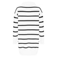 thumbnail image 4 of Up to 35% off Ndbuld Womens Long Sleeve Fall Dresses Ladies New V-neck Long Sleeve Sweater Striped Loose Casual Knitted Dress,White,M, 4 of 7