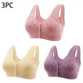 thumbnail image 2 of SMihono Fashion 3 Pc Daisy Bras for Older Women 2025 Push Up No Underwire Full Coverage Convenient Front Closure Everyday Bras Purple XXXXXXL, 2 of 9