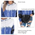 thumbnail image 4 of Sudadera casual elástica de manga larga azul con estampado para mujer, talla XL, sudadera con capucha degradada, 4 of 5