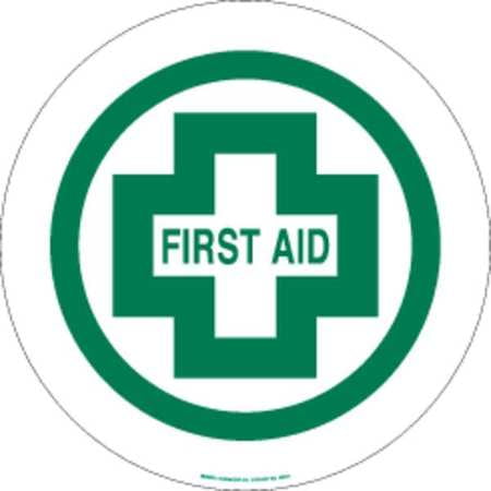 BRADY 49063 First Aid Sign, GRN/WHT, First Aid, ENG, FL