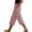 Pink, variant on Women's Cotton Linen Casual Capri Pants Printed Elastic Waist Cropped Pants Summer Beach Vacation Workout Capris
