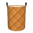 thumbnail image 2 of YFYANG Waterproof Laundry Hamper, Yellow Striped Plaid Laundry Basket Oxford Fabric with Handle Foldable, S, 2 of 8