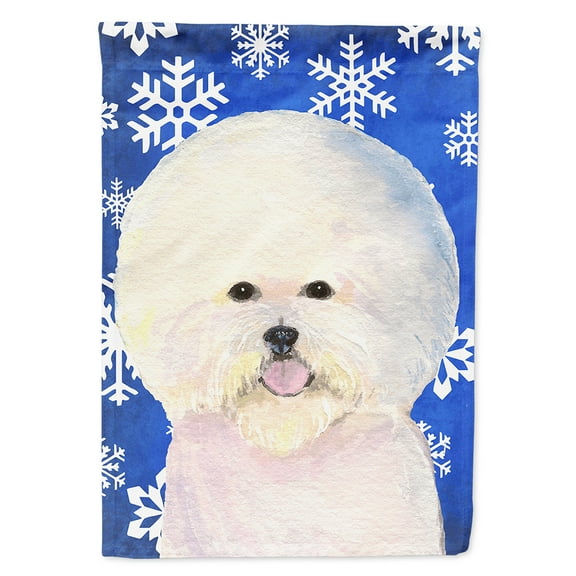 Carolines Treasures SS4664-FLAG-PARENT Bichon Frise Winter Snowflakes Holiday Flag  multicolor