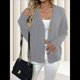 thumbnail image 5 of Suéteres Tipo Cárdigan para Mujer, de Moda, de Otoño, de Larga, Cuello en V, Abotonados, de Gran Tamaño, de Punto Grueso, Prendas de Abrigo. Gris M, 5 of 8