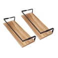 thumbnail image 1 of 2 Pcs Floating Shelf Suspension Wall Mount Mounted Rack Shelves Wood Storage Rack Simple Style Pine Hanger Wall Pine Iron for Wall Hanging Mounted Stand Organizer, 1 of 7