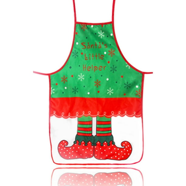 IKAYAA Christmas Kitchen Apron Cute Santa Claus Elf ...