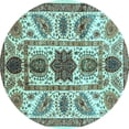 thumbnail image 1 of Ahgly Company Indoor Round Abstract Light Blue Modern Area Rugs, 5' Round, 1 of 4