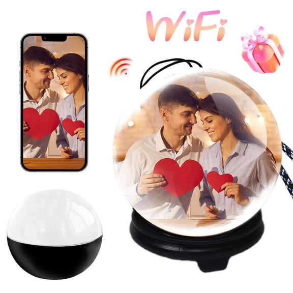 Electronic Memory Ball Lamp, 3D Crystal Ball Video Display Sphere, WiFi, 4GB Storage for Uploading Videos & Photos, Portable Dynamic Display Gift for Holiday Birthday Anniversary