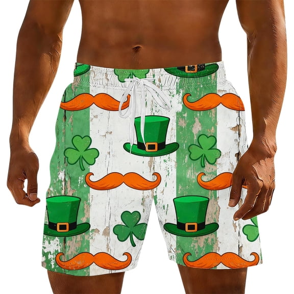 YueHuiYing Men's St. Patrick's Day Swim Trunks Swim Beach Surf Shorts Quick-Dry Mesh Lining Swimwear Swimwear with Pockets Green L