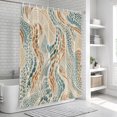 thumbnail image 6 of Brown Blue Beige Bathroom Shower Curtains with 12 Hooks Waterproof Shower Curtain for Stalls and Bathtubs Farmhouse Vintage Colorful Abstract Patttern Decorative Bathroom Curtain 48x72 Inches, 6 of 9