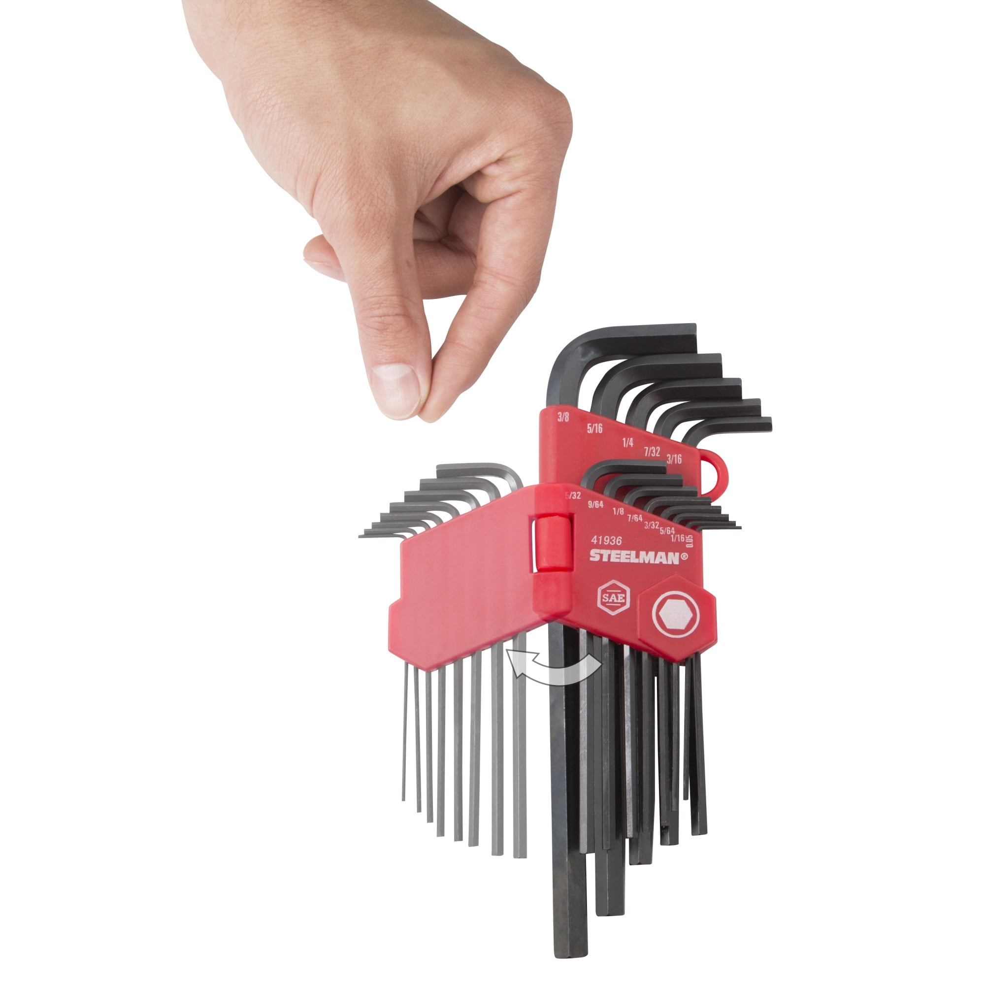 STEELMAN 41935 26-Piece Long Arm Hex Key Wrench Set, Inch/Metric (SAE/MM)