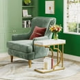 thumbnail image 6 of Farmhouse C Table, Semicircular Frame, Sturdy Metal & Particle Board for Living Room/Bedroom/Small Spaces, 6 of 6