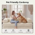 thumbnail image 3 of LazySunsets Sofa Bed Convertible Boneless Couch Corduroy Modular Couch Bed with Fixed-Shape Frame & Removable Armrests for Living Room, Bedroom White, 3 of 7