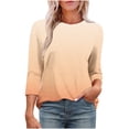 thumbnail image 1 of Plebaso T-Shirts à Manches 3/4 Col Rond pour Femmes Tee-Shirts Décontractés Amples Blouses Dégradées pour S-5TG, 1 of 6