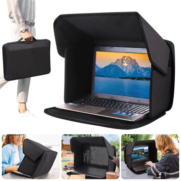 Laptop Sun Visor, EEEkit 12–14 inch Laptop Sleeve Sun Shade Bag, Foldable Hard Shell Protective Case for Outdoor Work