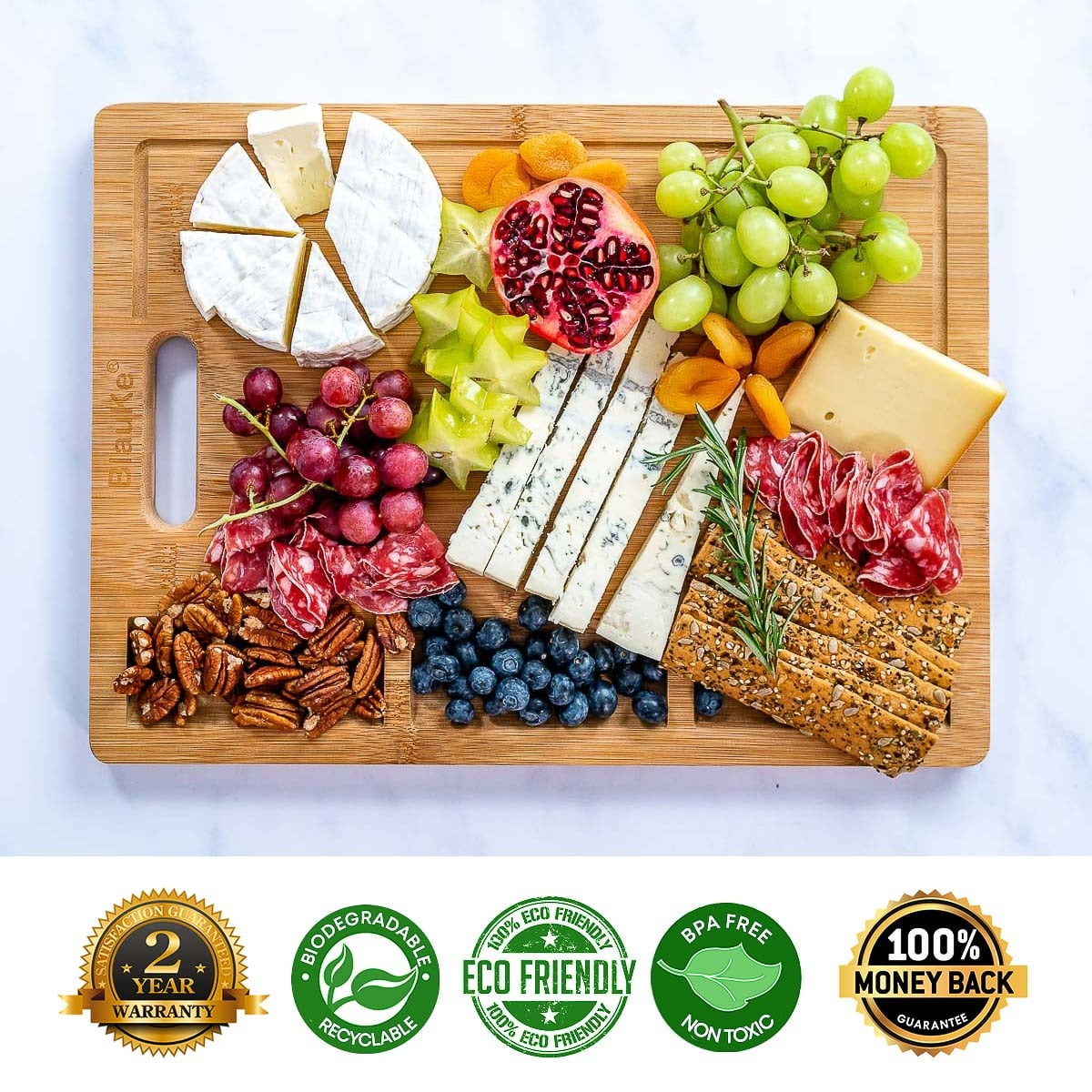 BlauKe® Wood Cutting Board for Kitchen 17x12 inch – Extra Large Bamboo Cutting Board with Juice Groove, Butcher Block, Wooden Chopping Board, Serving Tray