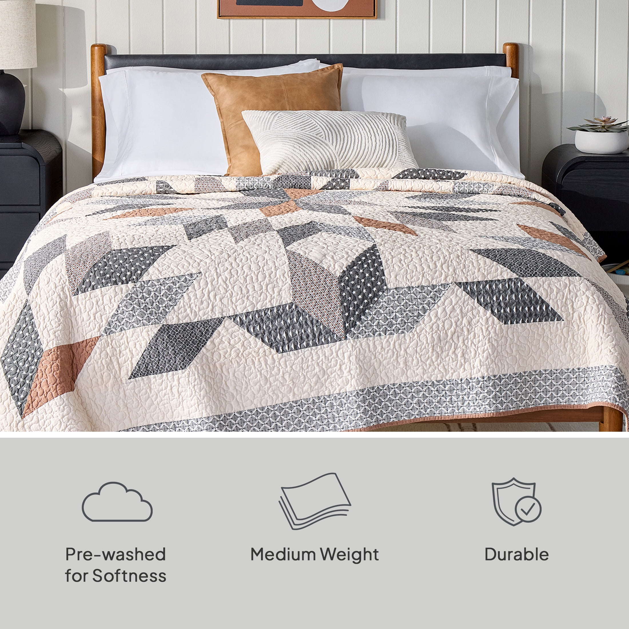 Better Homes & Gardens Starburst Patchwork Cotton Quilt, King Bedding