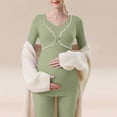 thumbnail image 2 of QIUOMBBP Pregnant Women's Solid Color Round Neck Long Sleeved Top To Be Worn As A Base During Pregnancy Green L, 2 of 7