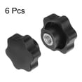 thumbnail image 3 of 6 Pieces Star Knobs M10 Thread 48mm 6-Point Head Metal Insert Non-Through Hole Threaded Hand Knob Black, 3 of 6