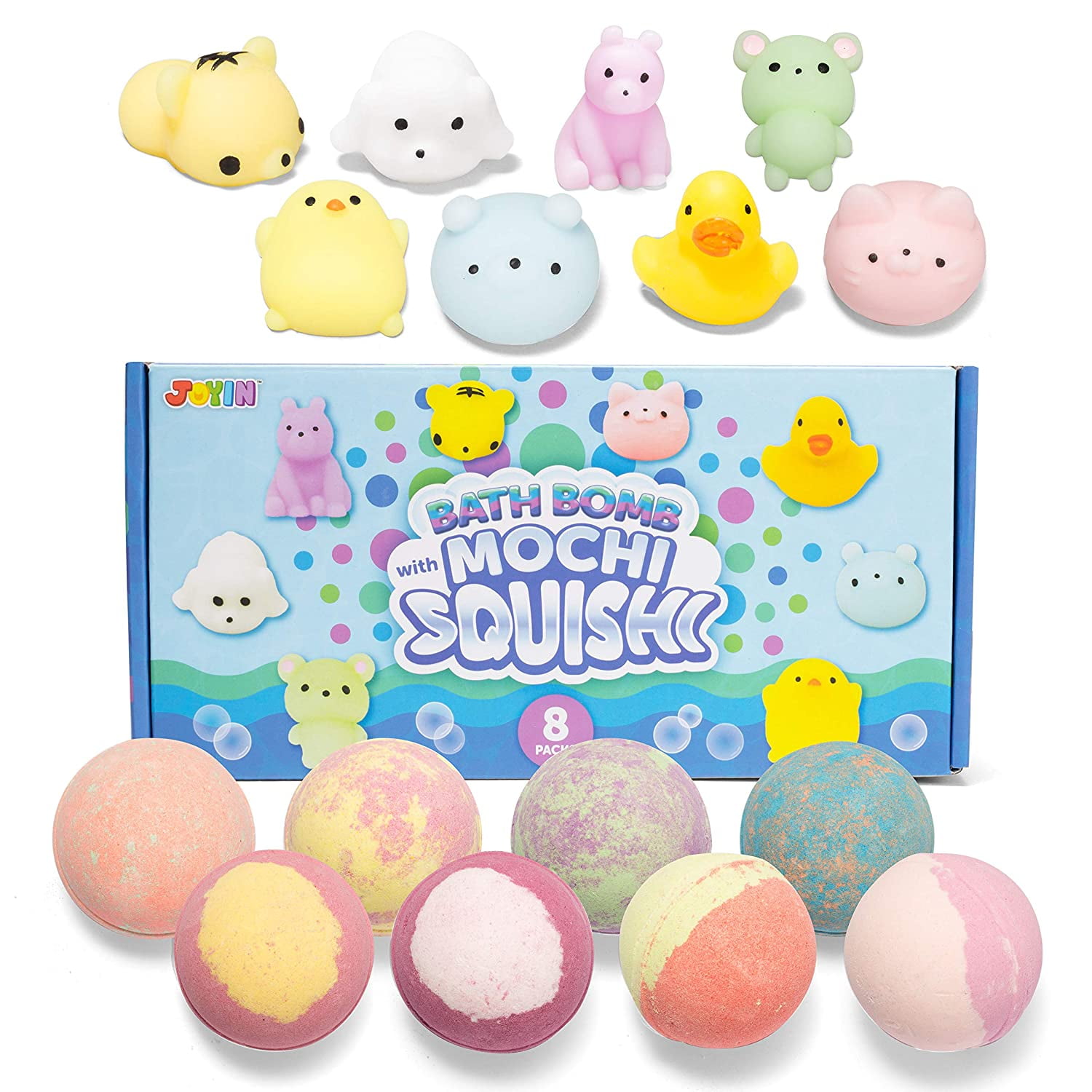 Bath Bombs for Kids with Mochi Squishy, 8 Pack Bubble Bath Bombs with