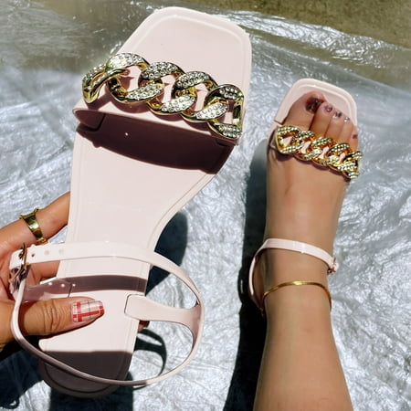 

Christmas Women Flat Chain Sandals Beach Sandals Fashion Flat Summer Casual Fashion Sandals Beach Sandals