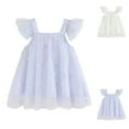 thumbnail image 4 of ZACPNCV Toddler Girls Vintage Party Dress Ruffled Sleeve A-Line Tulle Flower Girls Dresses for Wedding Birthday White 12-24 Months, 4 of 4