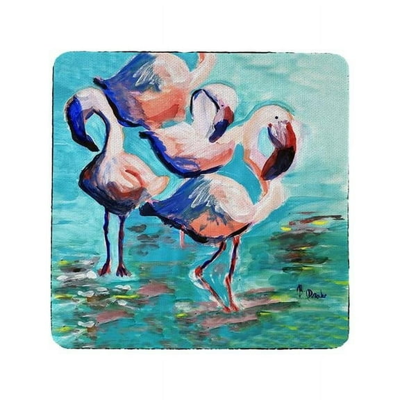 Betsy Drake CT1355 Dancing Flamingos Coaster - Set of 4