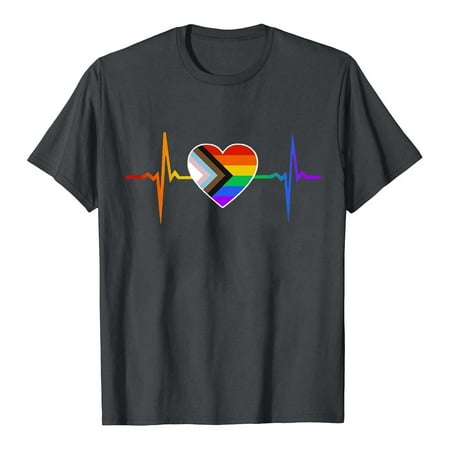

Womens Tops Corset Tops for Women Women s Summer Leisure Crew Neck Rainbow Print Short Sleeve Top T-Shirt White Long Sleeve Shirts for Women Valentine Shirts for Women Clearance Gray L