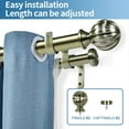thumbnail image 2 of Urbanest Fluted Ball Flat Button 1" 3/4" Double Drapery Curtain Window Rod Set - 48" to 84", Antique Brass, 2 of 6