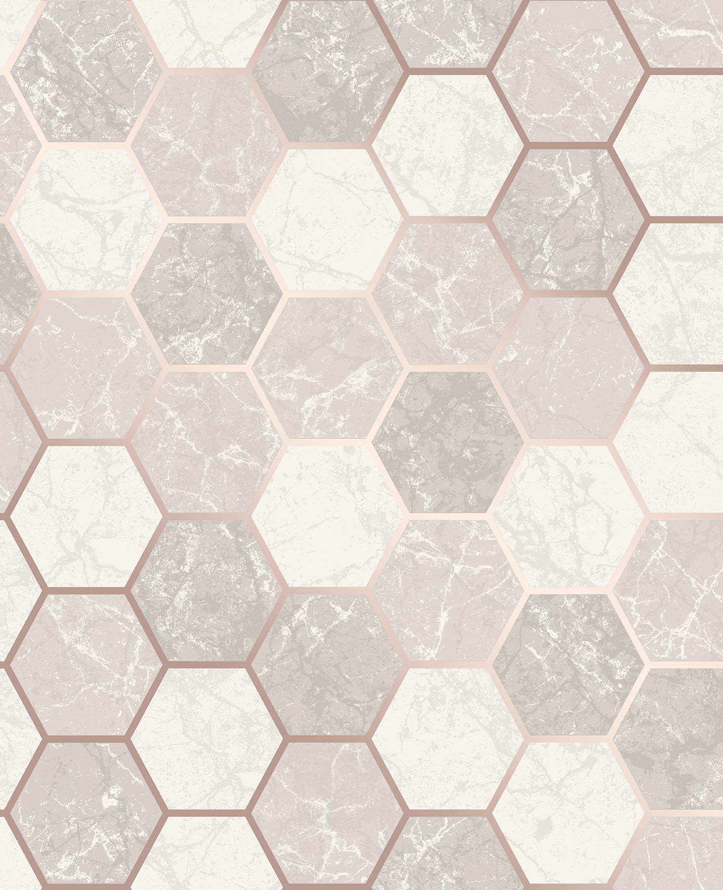 Crown Margaret Rose Gold Marble Hexagon Wallpaper