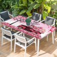 thumbnail image 2 of Valentine's Day Table Cloths for 3 Foot Rectangle Tables, Romantic Love Tree Branch Truck Roses Ombre Pink Patio Waterproof Elastic Fitted Tablecloths, Washable Rectangular Table Cover for Camping, 2 of 8