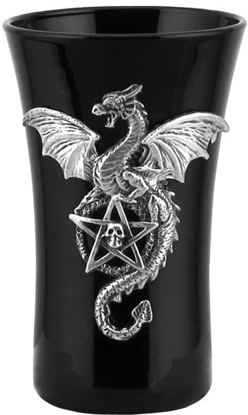 Dragon with Pentagram Shot Glass Black and Silver Color