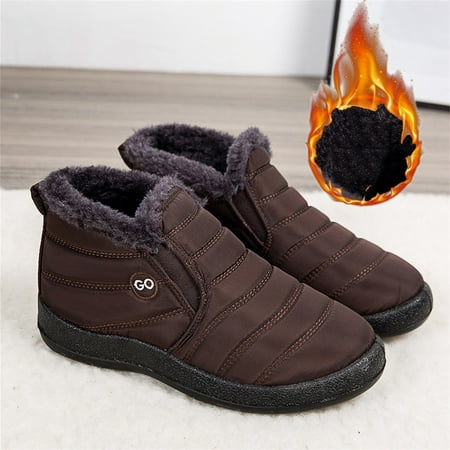 

Medcursor Women Shoes Women Winter Flat Water Repellent Velvet Warm Short Tube Snow Boots