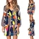 thumbnail image 5 of Vestidos de verano para mujer, vestido de túnica fluida, mini vestido de manga corta con cuello en V, XL, 5 of 5