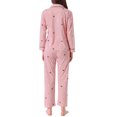 thumbnail image 3 of Conjunto de lounge para mujeres INSPIRE CHIC, de algodón, con botones, estampado de patrón lindo, de manga larga, con cuello de muesca, conjunto de pantalones con bolsillos, pijama tamaño L, 3 of 6