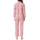 thumbnail image 3 of Conjunto de lounge para mujeres INSPIRE CHIC, de algodón, con botones, estampado de patrón lindo, de manga larga, con cuello de muesca, conjunto de pantalones con bolsillos, pijama tamaño L, 3 of 6
