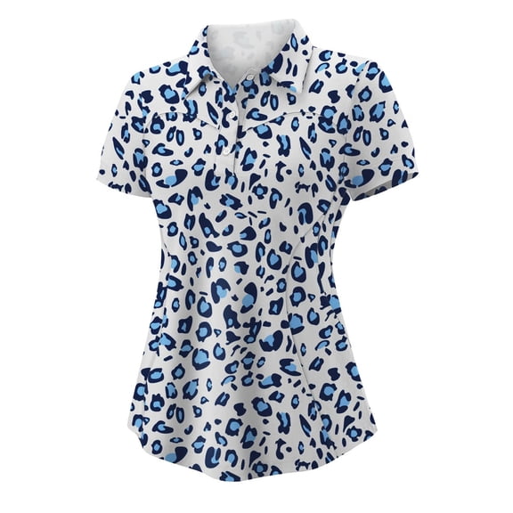 DHFJKG Polo Shirts For Women Short Sleeve Leopard Printed Regular Fit Summer Top Comfortable Daily Wear Graphic Tee Versatile Tops