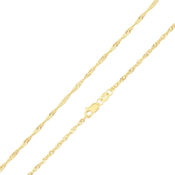 Ioka - 14K Yellow, White OR Tricolor Solid Gold 1.5mm Singapore Chain Necklace with Lobster Clasp