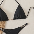 thumbnail image 3 of Women's 2 Piece Halter Bikini Set Metal Ring High Cut Swimsuits Beach Vacation Clothes (Black,L), 3 of 6