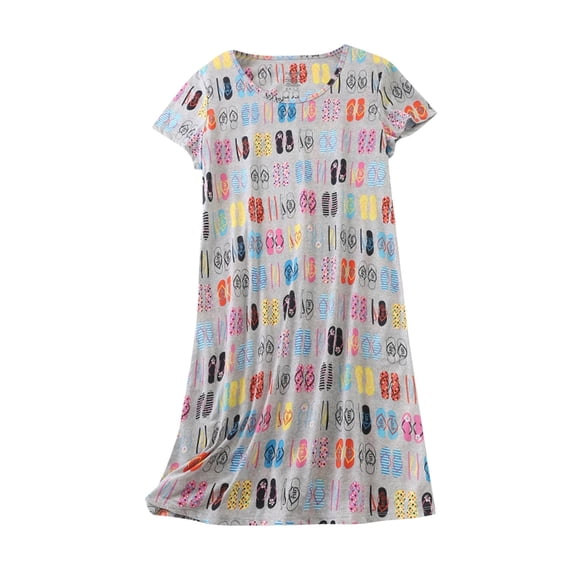 Elvqul Cotton Nightgowns for Women Plus Size Womens Long Pajamas Dress Blue Nightgowns