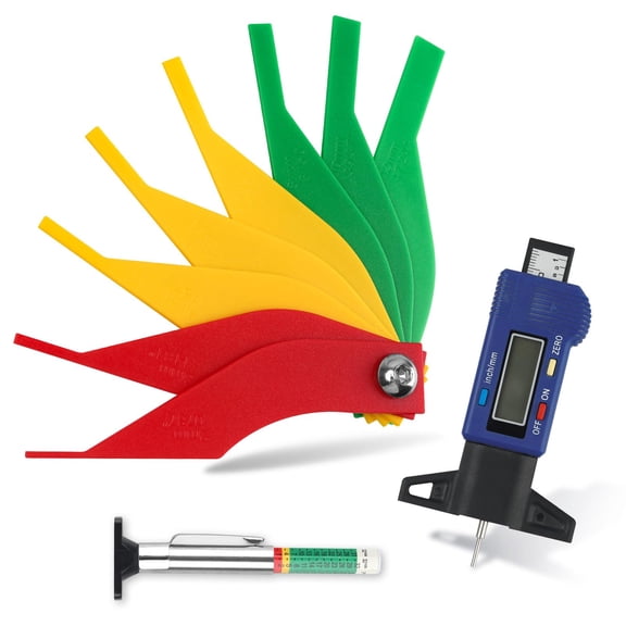 3 Pieces Tire Tread Depth Gauge Tool Digital Tread Depth Gauge Brake Lining Thickness Ruler Coded Tire Automotive Brake Pad Measure Ruler for Motorcycle, Car, Truck