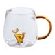 thumbnail image 1 of Taza de vidrio hecha a mano con forma de animal y planta, taza de agua, linda taza para café, leche y asa colorida., 1 of 8