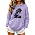 thumbnail image 2 of Molidfa Womens Line Art Skull Hoodie Cool Graphic Oversized Halloween Sweatshirt, 2 of 5