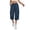 Blue, variant on LEAVINGSUO Cargo Pants Women Solid Color Casual Straight Leg Stretch Waistband Pocket Workwear Capri Pants Black S